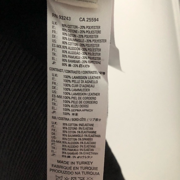 NWOT Diesel Black Hoody Sweatshirt Leather Detail - Picture 6 of 6